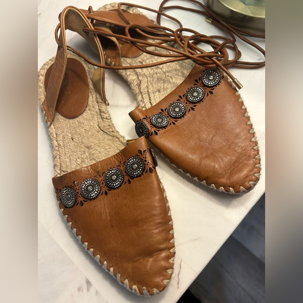 Belle by Sigerson Morrison Brown Leather Espadrille Sandals
